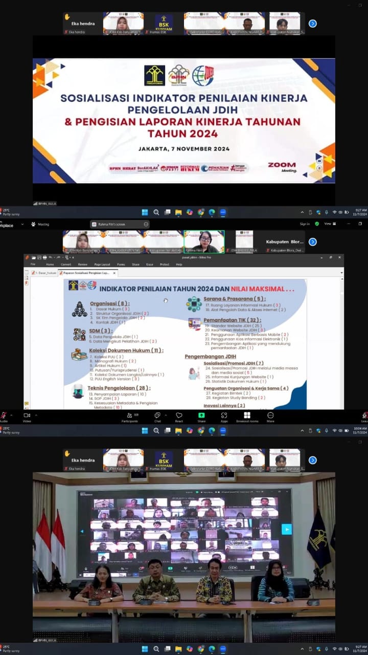 Zoom Meeting Sosialisasi dari Badan Pembinaan Hukum Nasional Kemenkumham RI