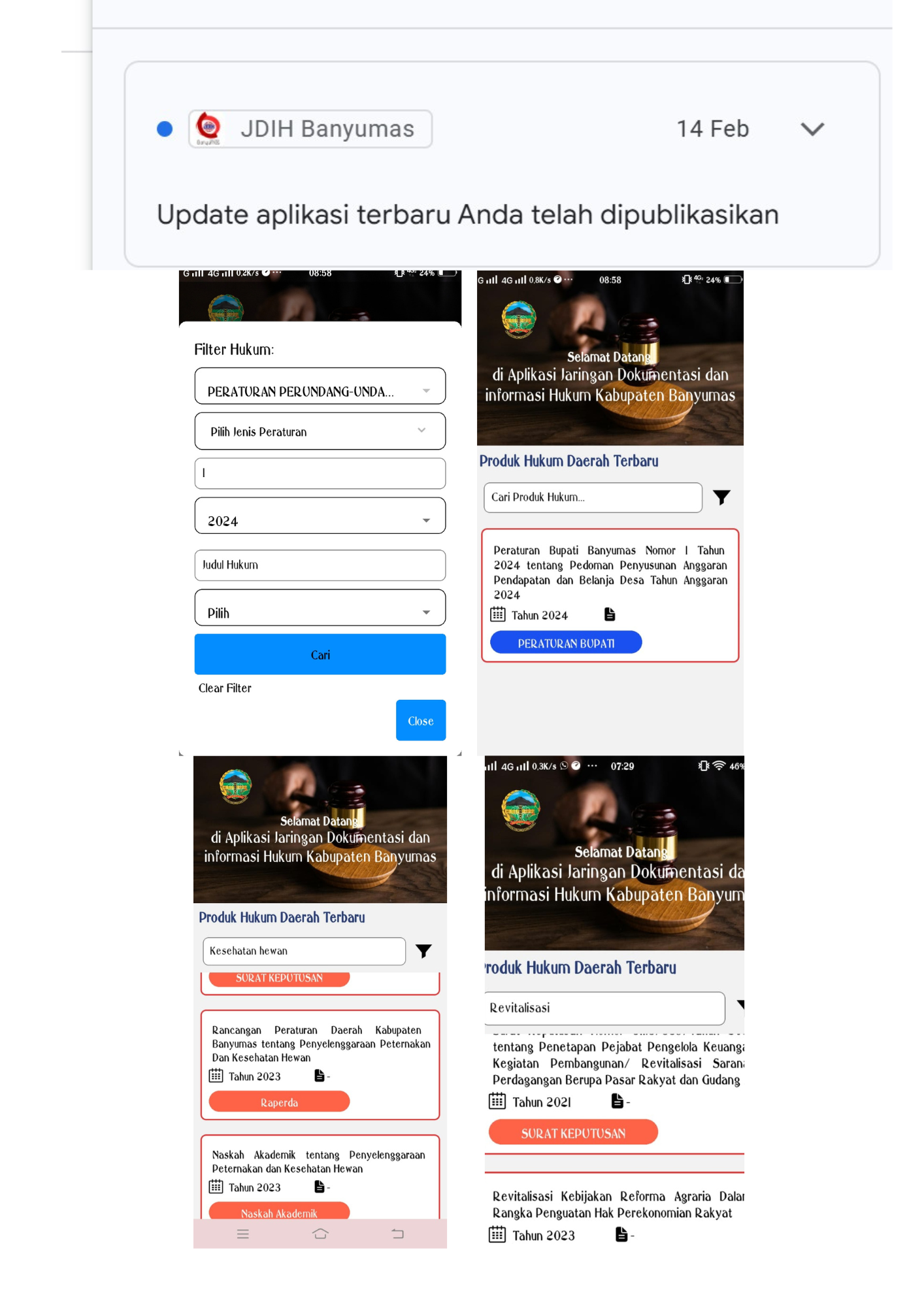 Pembaharuan Aplikasi JDIH Banyumas  Mobile 